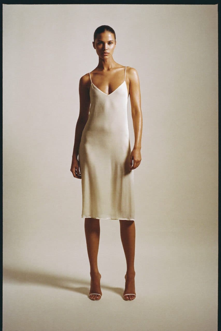 Before, a slip dress worn without a Naissance piece